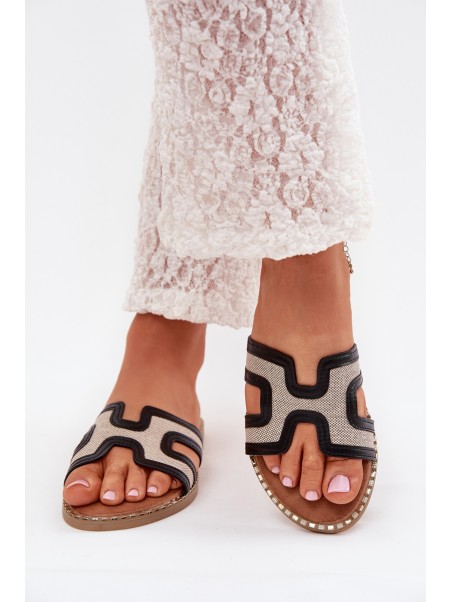 Women Flat Heeled Slippers Black Vereya