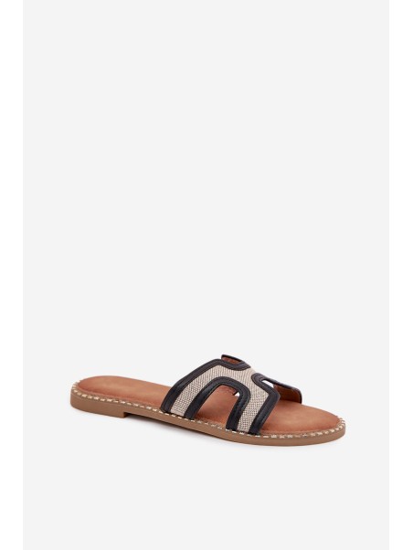 Women Flat Heeled Slippers Black Vereya