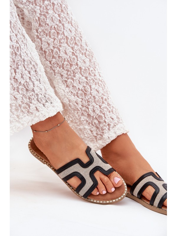 Women Flat Heeled Slippers Black Vereya