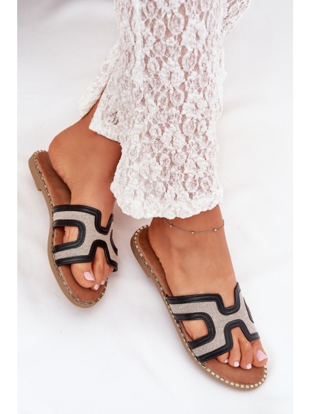 Women Flat Heeled Slippers Black Vereya