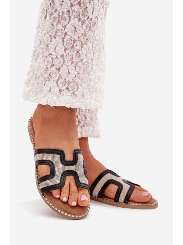 Women Flat Heeled Slippers Black Vereya