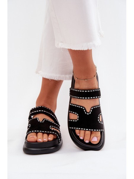 Women's Sandals With Decoration On The Platform Black Delyna