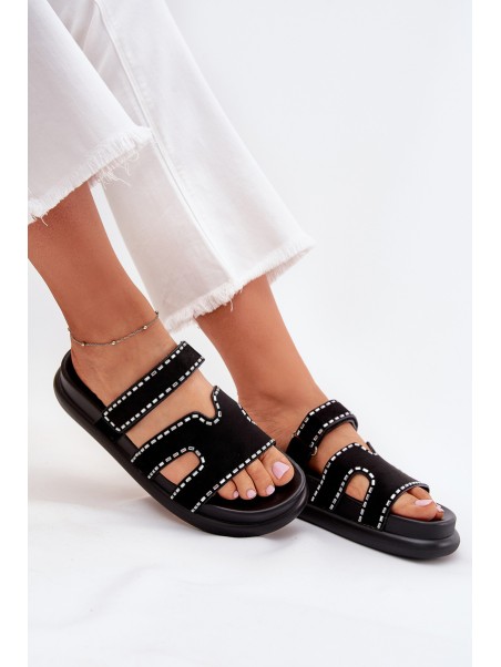Women's Sandals With Decoration On The Platform Black Delyna