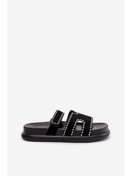 Women's Sandals With Decoration On The Platform Black Delyna