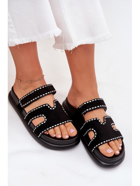 Women's Sandals With Decoration On The Platform Black Delyna