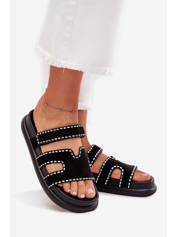 Women's Sandals With Decoration On The Platform Black Delyna