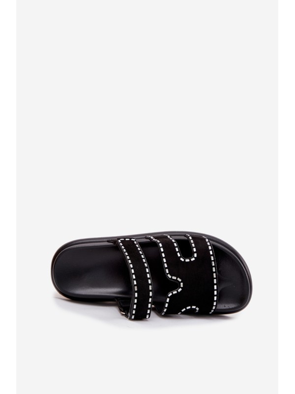 Women's Sandals With Decoration On The Platform Black Delyna