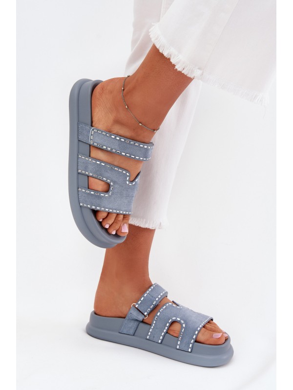 Women's sandals with decoration on the platform blue Delyna