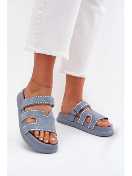 Women's sandals with decoration on the platform blue Delyna