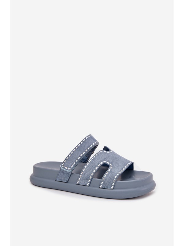 Women's sandals with decoration on the platform blue Delyna
