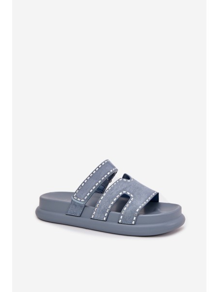 Women's sandals with decoration on the platform blue Delyna