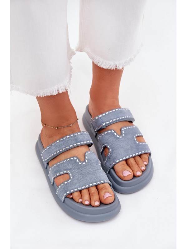 Women's sandals with decoration on the platform blue Delyna