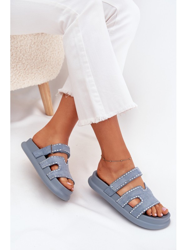 Women's sandals with decoration on the platform blue Delyna