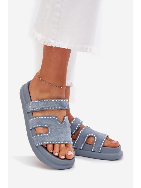 Women's sandals with decoration on the platform blue Delyna