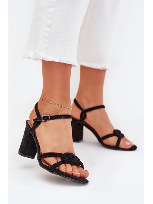 Ladies block heel sandals black Mavira