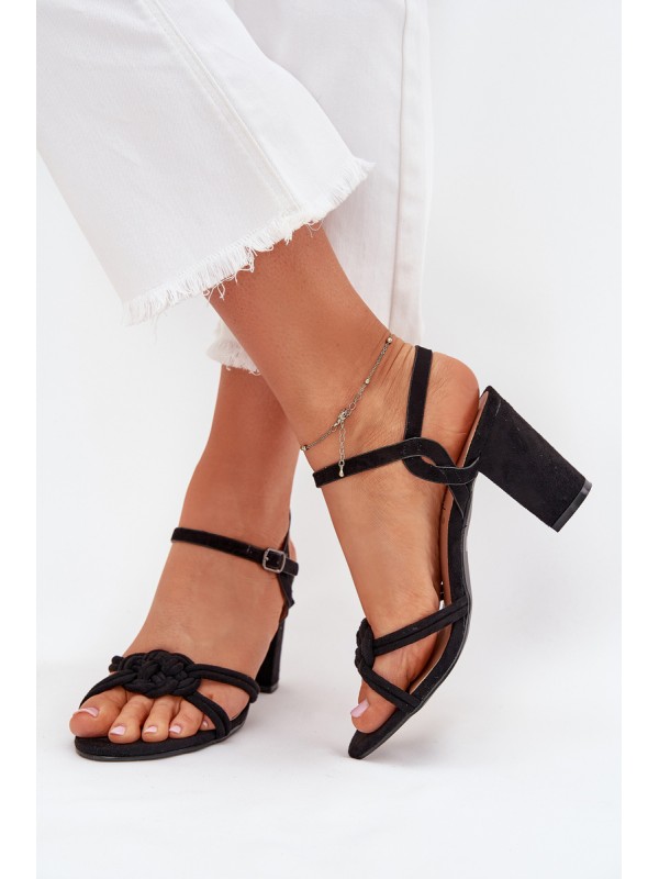 Ladies block heel sandals black Mavira 2