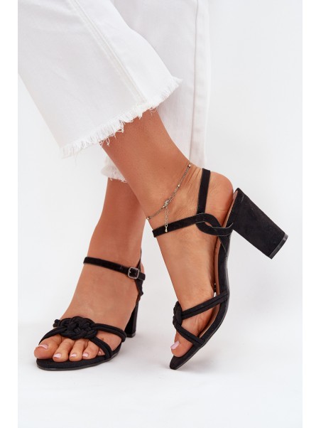 Ladies block heel sandals black Mavira