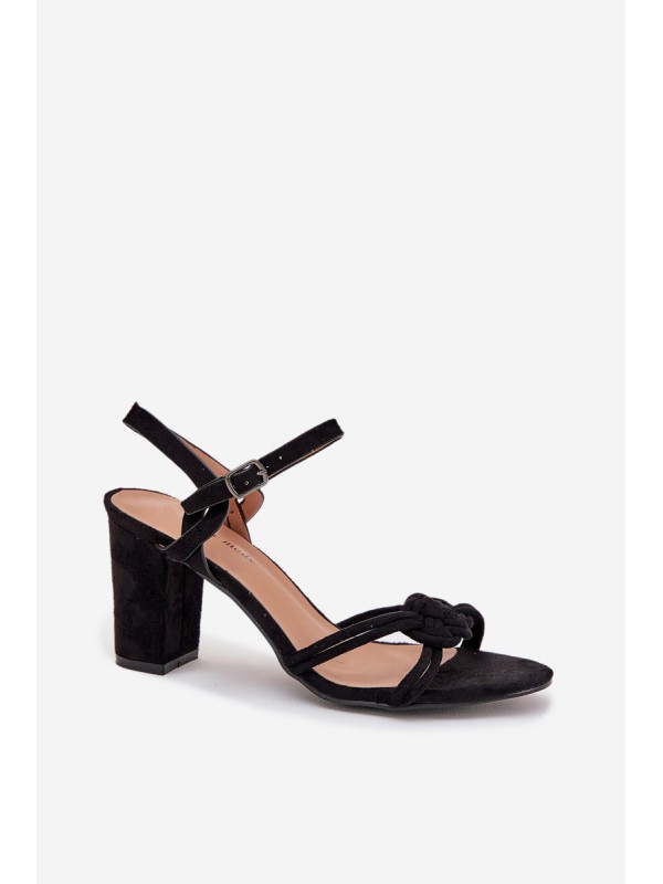 Ladies block heel sandals black Mavira