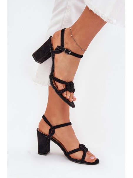 Ladies block heel sandals black Mavira