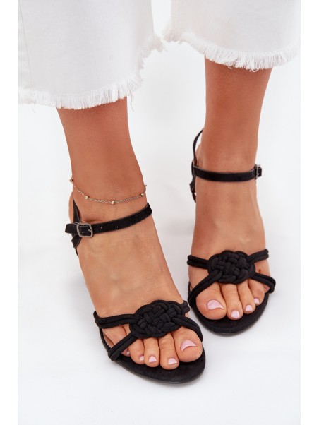 Ladies block heel sandals black Mavira