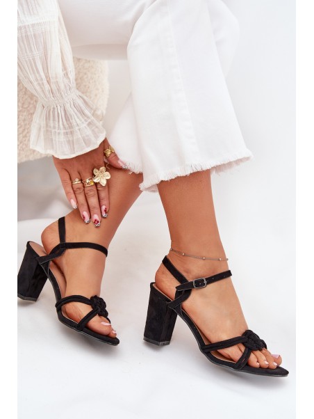 Ladies block heel sandals black Mavira