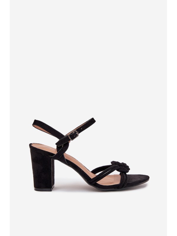 Ladies block heel sandals black Mavira