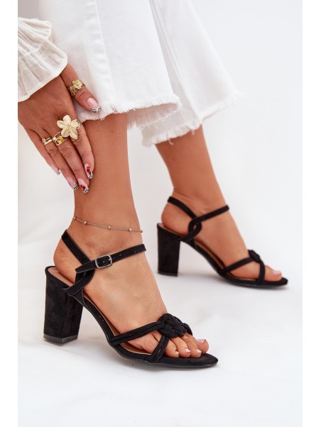 Ladies block heel sandals black Mavira