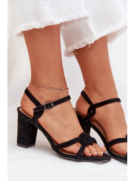 Ladies block heel sandals black Mavira