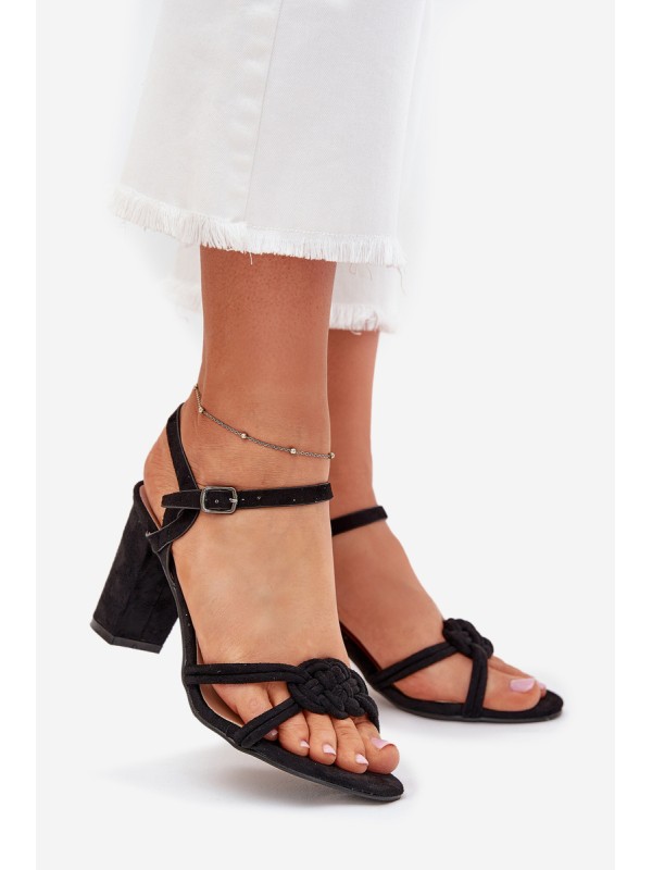 Ladies block heel sandals black Mavira