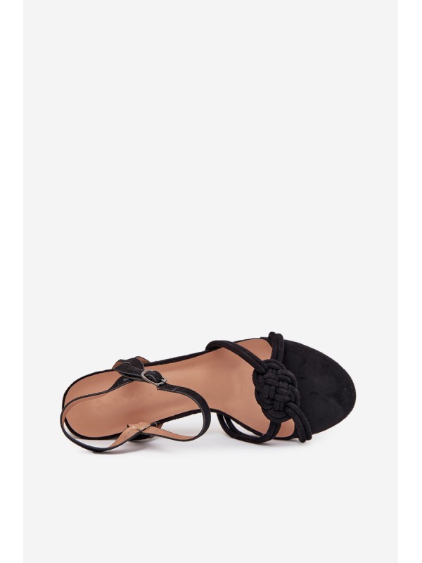 Ladies block heel sandals black Mavira