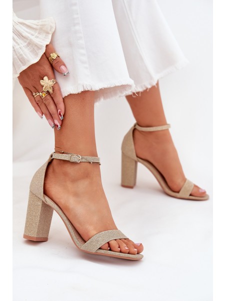 Shiny Women's Heeled Sandals Gold Kavina