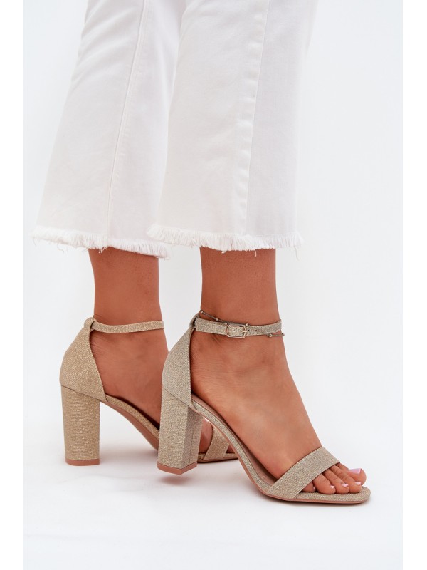 Shiny Women's Heeled Sandals Gold Kavina