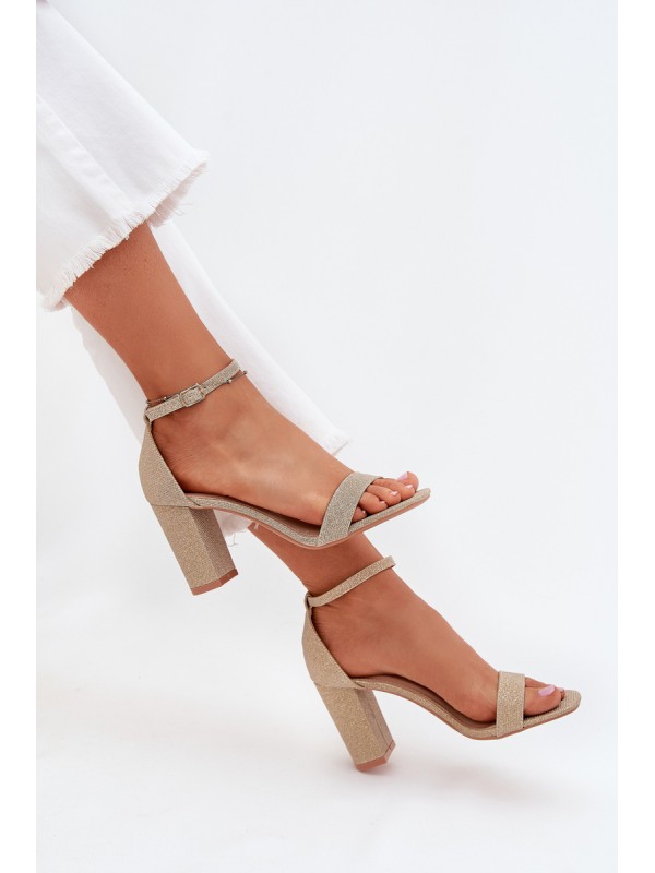Shiny Women's Heeled Sandals Gold Kavina