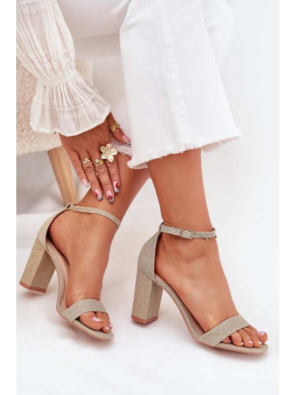Shiny Women's Heeled Sandals Gold Kavina