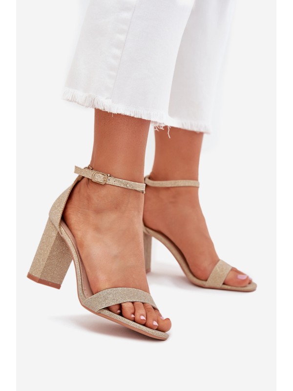 Shiny Women's Heeled Sandals Gold Kavina