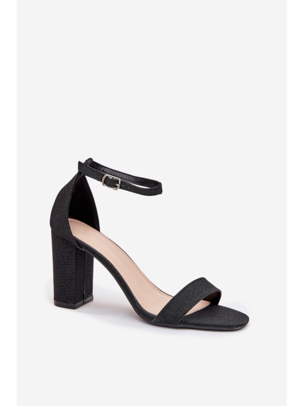 Shiny women's sandals with a heel black Kavina