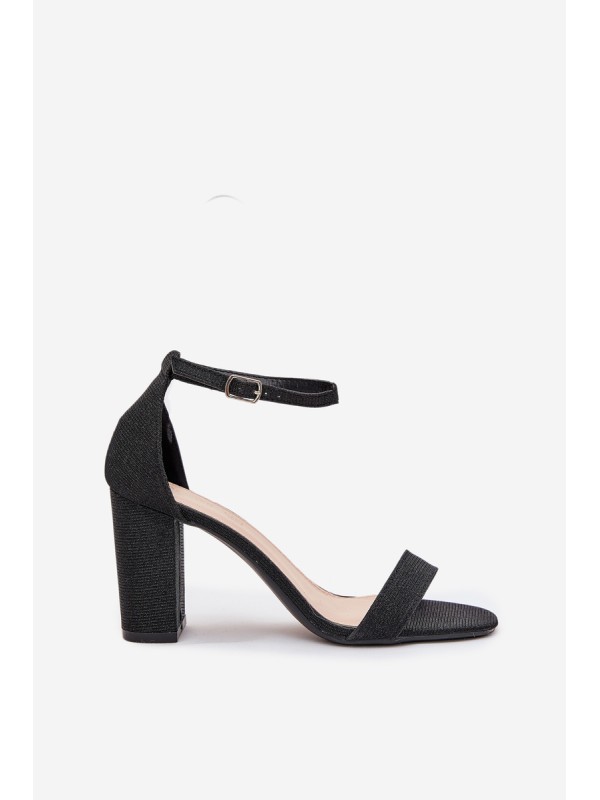Shiny women's sandals with a heel black Kavina