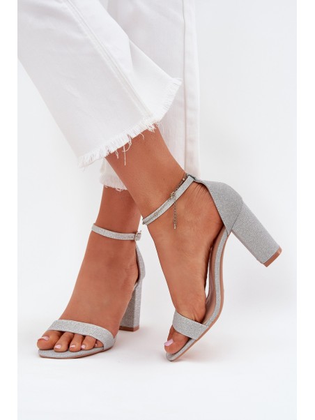 Shiny Women's Heeled Sandals Silver Kavina
