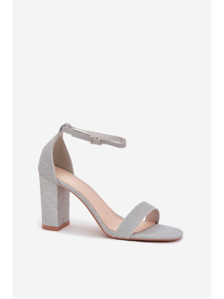 Shiny Women's Heeled Sandals Silver Kavina