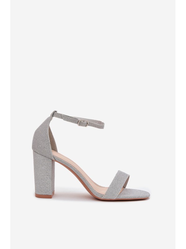 Shiny Women's Heeled Sandals Silver Kavina
