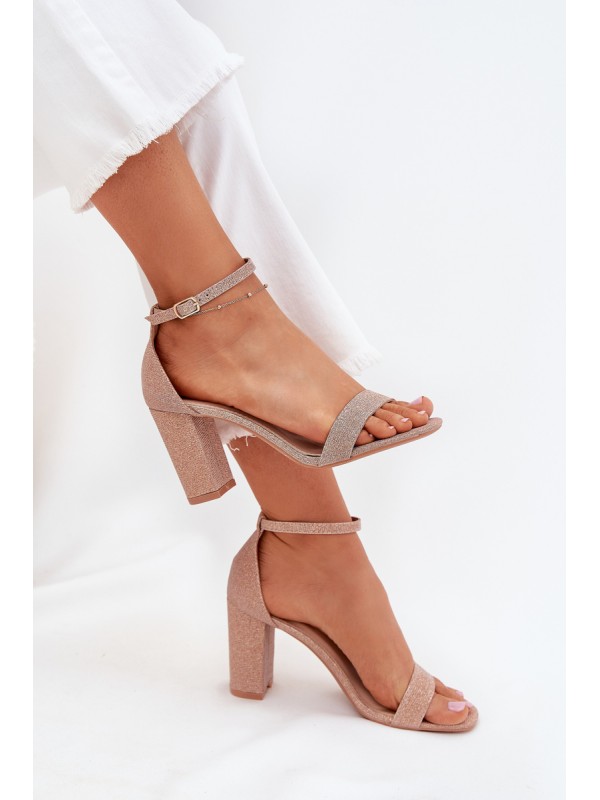 Shiny Women's Heeled Sandals Rose Gold Kavina