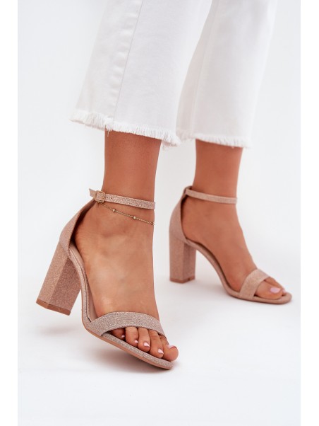 Shiny Women's Heeled Sandals Rose Gold Kavina