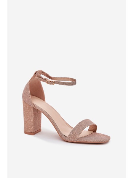 Shiny Women's Heeled Sandals Rose Gold Kavina