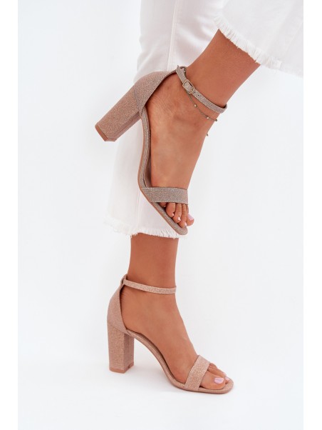 Shiny Women's Heeled Sandals Rose Gold Kavina