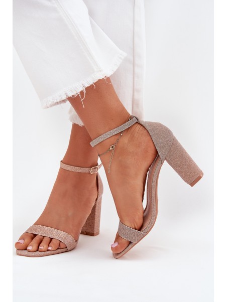 Shiny Women's Heeled Sandals Rose Gold Kavina
