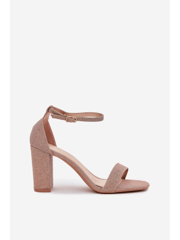 Shiny Women's Heeled Sandals Rose Gold Kavina