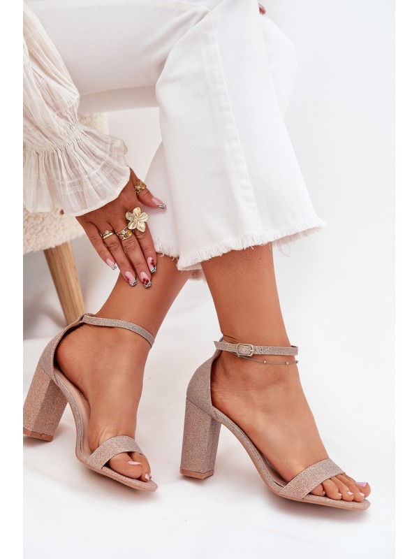 Shiny Women's Heeled Sandals Rose Gold Kavina