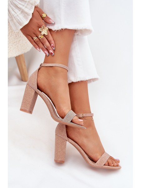 Shiny Women's Heeled Sandals Rose Gold Kavina