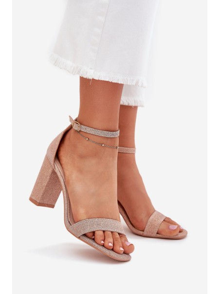 Shiny Women's Heeled Sandals Rose Gold Kavina