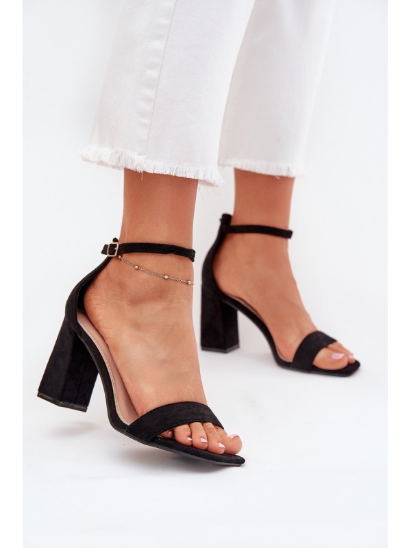 Ladies Heeled Sandals Made Of Eco Suede Black Elirae